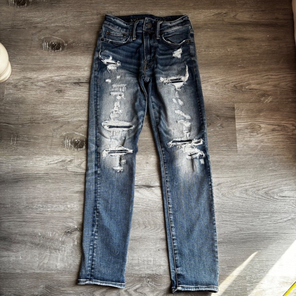 American Eagle Outfitters Womens‎ Jeans Blue Distressed Slim Fit Size 26x28